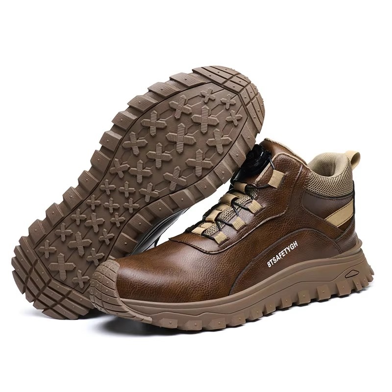 Men's Steel Toe Safety Shoes Quick-Lace Slip & Puncture Resistant Waterproof Work Shoes for Construction