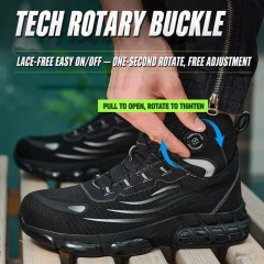Quick-Lace Steel Toe Safety Shoes Flying-Knit Upper Slip Resistant Lightweight Breathable Unisex for Construction