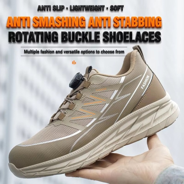 Quick-Lace Safety Shoes Steel Toe Breathable Upper Slip & Puncture Resistant Unisex for Construction & Industry
