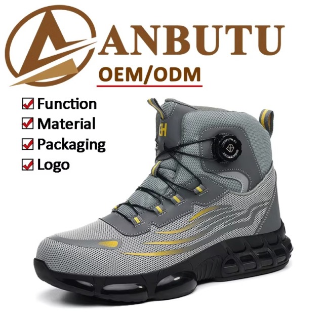 Quick-Lace Steel Toe Safety Shoes Flying-Knit Upper Slip Resistant Lightweight Breathable Unisex for Construction
