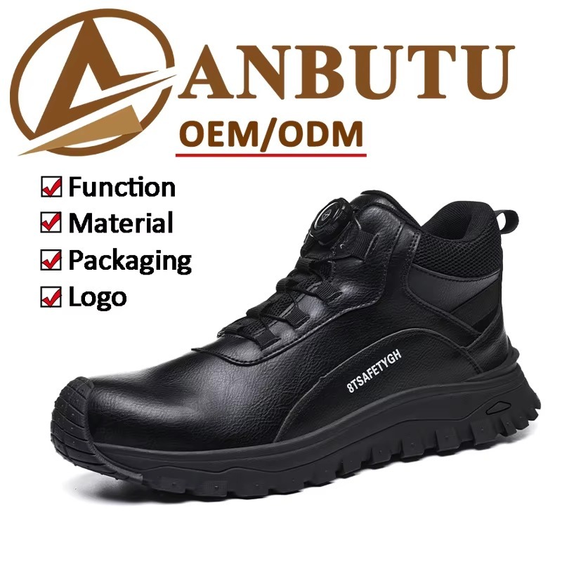 Men's Steel Toe Safety Shoes Quick-Lace Slip & Puncture Resistant Waterproof Work Shoes for Construction