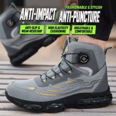 Quick-Lace Steel Toe Safety Shoes Flying-Knit Upper Slip Resistant Lightweight Breathable Unisex for Construction