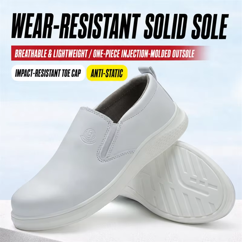 Anti-static Slip-on Safety Shoes Slip & Impact-resistant Plastic Toe Work Shoes for Gas Station & Electronics Factory