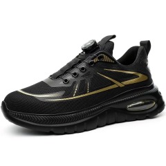 Knob Adjustable Flying Knit Steel Toe Safety Shoes Slip Resistant Puncture Resistant Unisex Work Shoes for Construction