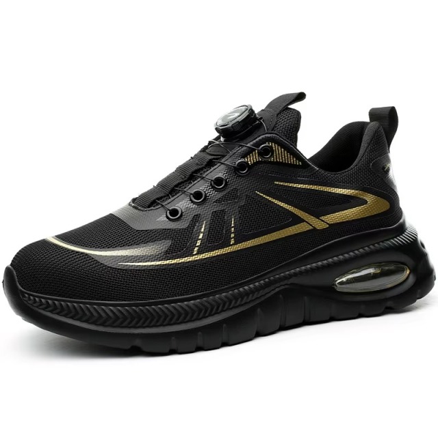 Knob Adjustable Flying Knit Steel Toe Safety Shoes Slip Resistant Puncture Resistant Unisex Work Shoes for Construction