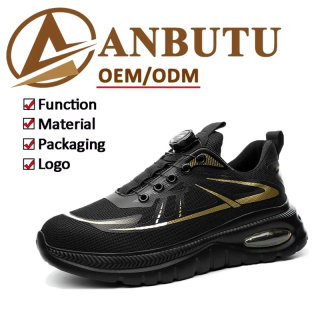 Knob Adjustable Flying Knit Steel Toe Safety Shoes Slip Resistant Puncture Resistant Unisex Work Shoes for Construction