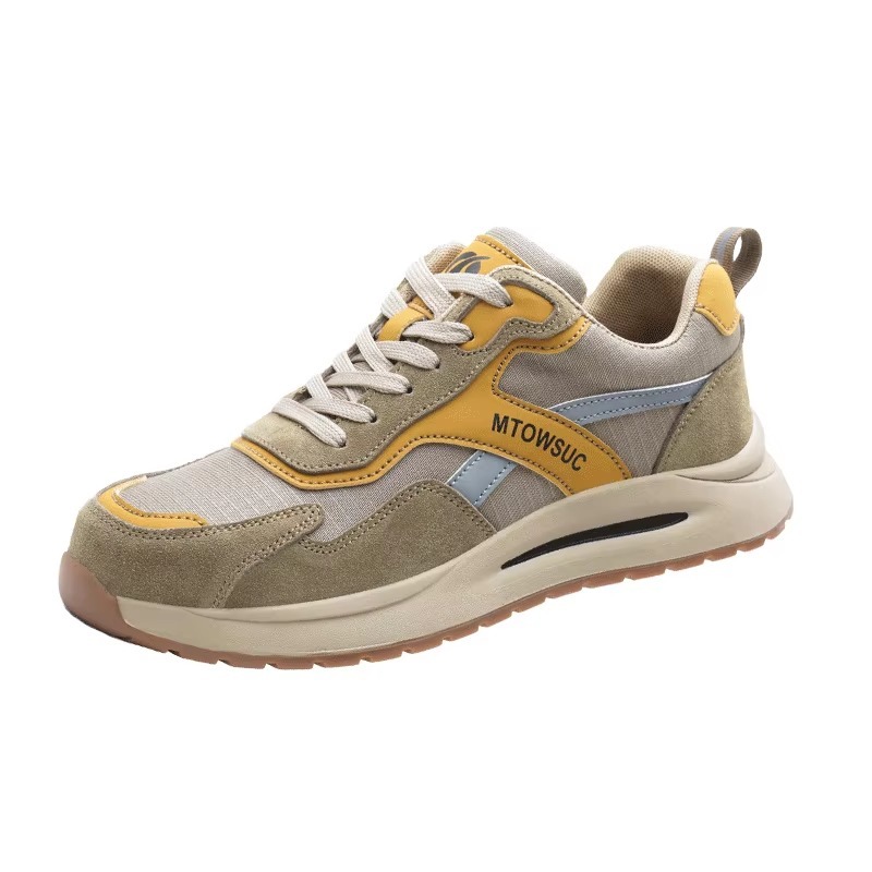 Breathable Steel Toe Safety Shoes Lightweight Canvas Suede Upper Slip & Puncture Resistant Unisex for Construction