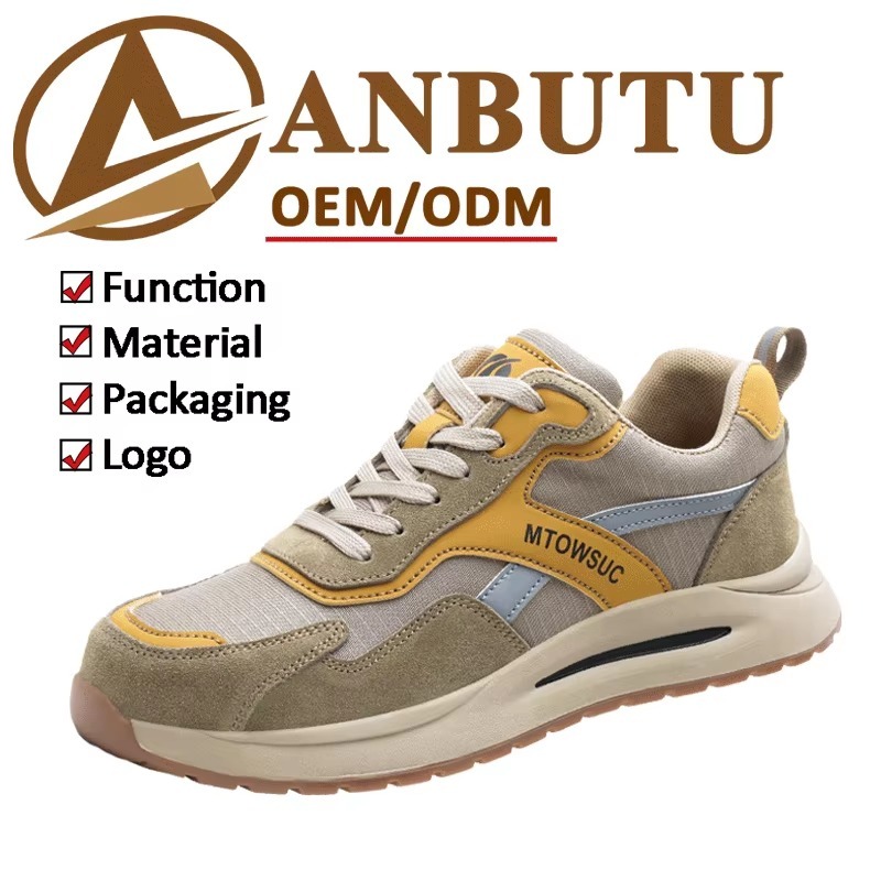Breathable Steel Toe Safety Shoes Lightweight Canvas Suede Upper Slip & Puncture Resistant Unisex for Construction
