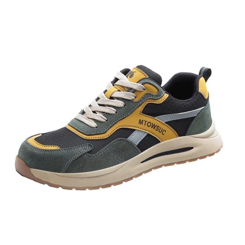 Breathable Steel Toe Safety Shoes Lightweight Canvas Suede Upper Slip & Puncture Resistant Unisex for Construction