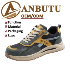 Breathable Steel Toe Safety Shoes Lightweight Canvas Suede Upper Slip & Puncture Resistant Unisex for Construction