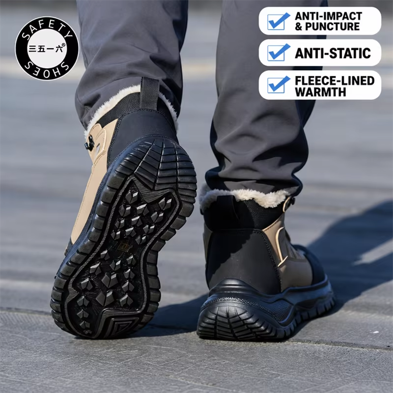 Anti-Static Plastic Toe Safety Shoes Wool Lining Slip & Puncture Resistant Unisex Work Shoes for Electronics Industry