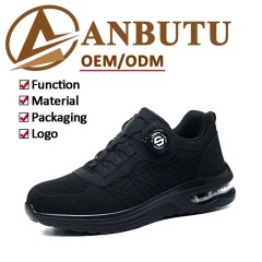 Men's Steel Toe Safety Shoes Quick-Lace Flying Knit Breathable Upper Slip & Puncture Resistant for Construction