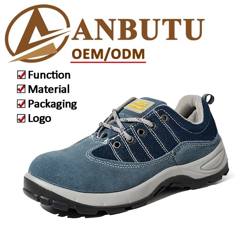 Men's Steel Toe Safety Shoes Suede Leather Slip & Puncture Resistant Work Shoes for Factory & Construction