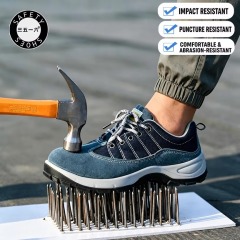 Men's Steel Toe Safety Shoes Suede Leather Slip & Puncture Resistant Work Shoes for Factory & Construction