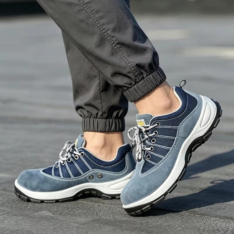 Men's Steel Toe Safety Shoes Suede Leather Slip & Puncture Resistant Work Shoes for Factory & Construction