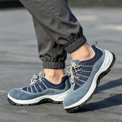 Men's Steel Toe Safety Shoes Suede Leather Slip & Puncture Resistant Work Shoes for Factory & Construction