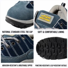Men's Steel Toe Safety Shoes Suede Leather Slip & Puncture Resistant Work Shoes for Factory & Construction
