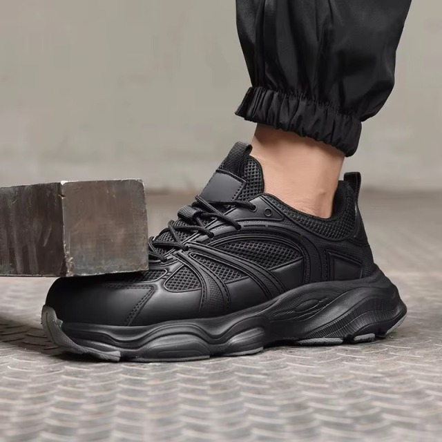 Microfiber Leather Lightweight Steel Toe Safety Shoes Slip & Puncture Resistant Unisex for Construction Industry