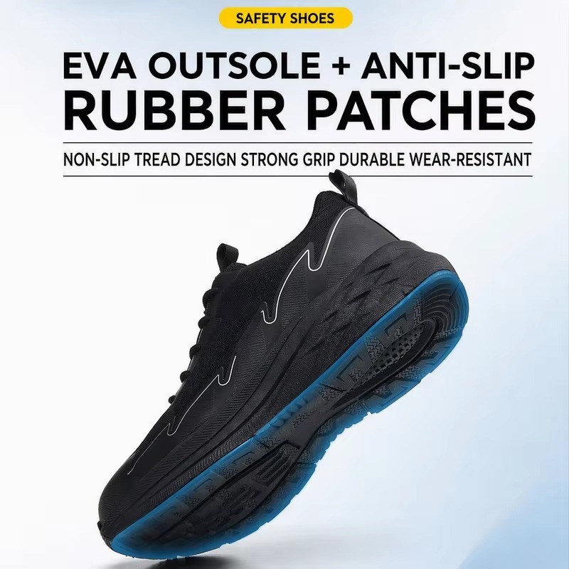 Non-Metallic Toe Safety Shoes Breathable Knit Upper Lightweight Slip & Puncture Resistant for Construction & Industry