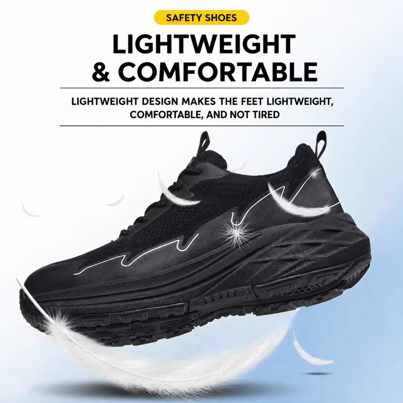 Non-Metallic Toe Safety Shoes Breathable Knit Upper Lightweight Slip & Puncture Resistant for Construction & Industry