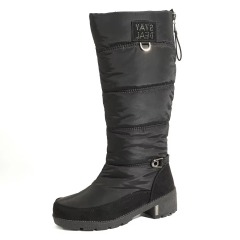 OEM ODM Knee-High Quilted Waterproof Faux Suede Snow Boots Warm Anti-Slip Women Tall Winter Boots with Side Zippers
