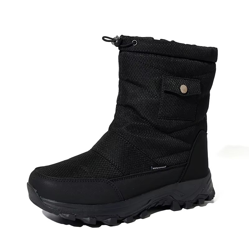 Women Men Waterproof Rip-stop Oxford Cushioned Comfort Winter Boots Wholesale Non-slip Foldable Ice Cleats Mid Calf Snow Boots
