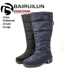 OEM ODM Knee-High Quilted Waterproof Faux Suede Snow Boots Warm Anti-Slip Women Tall Winter Boots with Side Zippers