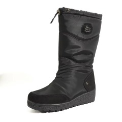 OEM Waterproof Anti-Slip Warm High Elegant Women Snow Boots Wedge Out-sole Fashion Quilted Women Winter Boots With Side Zip