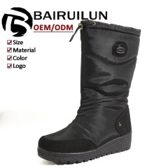 OEM Waterproof Anti-Slip Warm High Elegant Women Snow Boots Wedge Out-sole Fashion Quilted Women Winter Boots With Side Zip