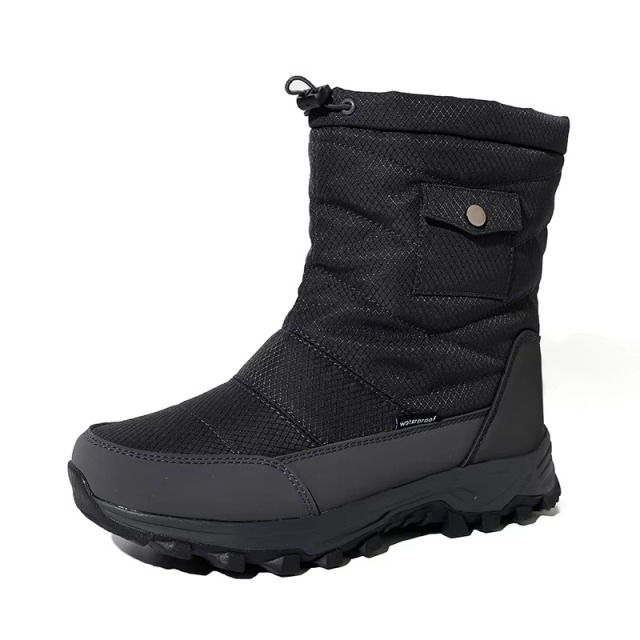 Women Men Waterproof Rip-stop Oxford Cushioned Comfort Winter Boots Wholesale Non-slip Foldable Ice Cleats Mid Calf Snow Boots
