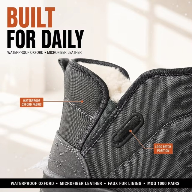 OEM Slip-On Winter Warm Fur Lined Unisex Ankle Snow Boots Waterproof Anti-Slip Women Outdoor Platform Warm Snow Boots