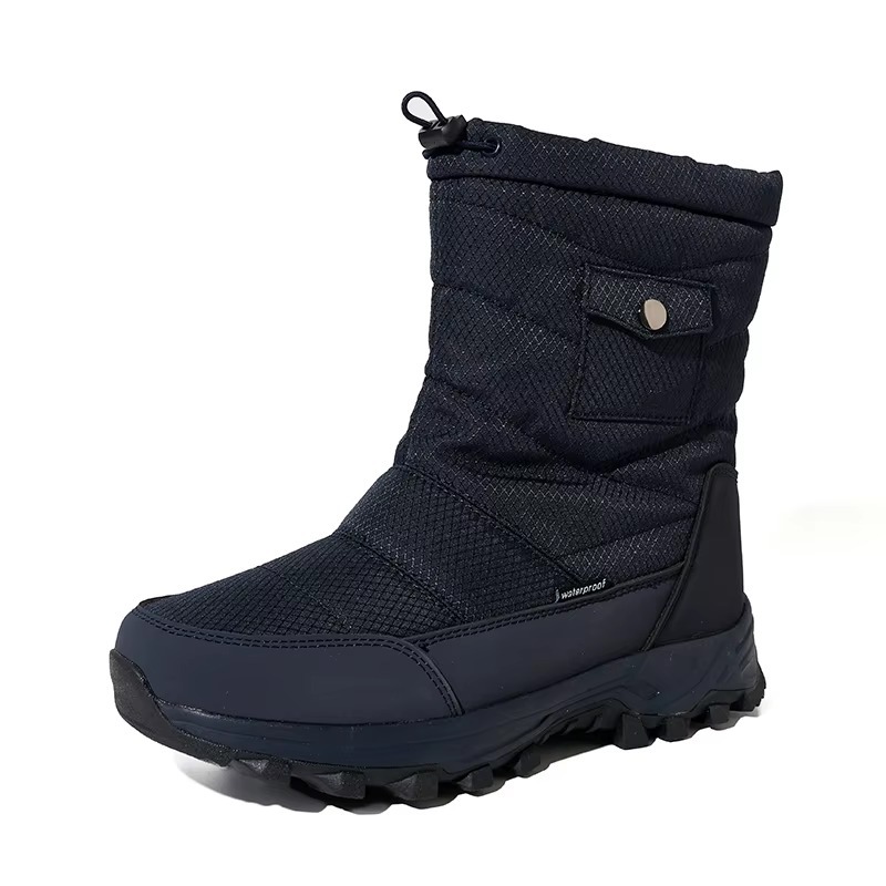 Women Men Waterproof Rip-stop Oxford Cushioned Comfort Winter Boots Wholesale Non-slip Foldable Ice Cleats Mid Calf Snow Boots