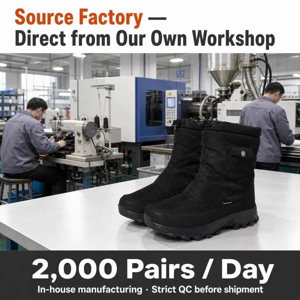 Women Men Waterproof Rip-stop Oxford Cushioned Comfort Winter Boots Wholesale Non-slip Foldable Ice Cleats Mid Calf Snow Boots