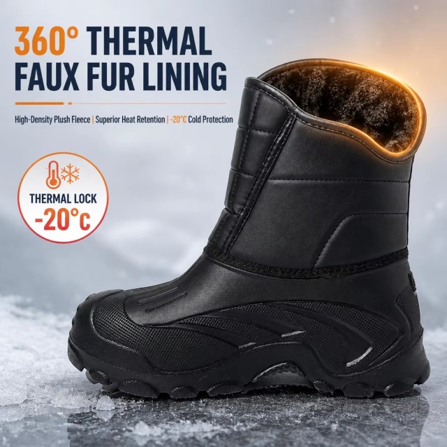 Wholesale Winter Duck Boots Men Women Hook&loop Thermal Lined Anti Skid Reflective Outdoor Snow Boots