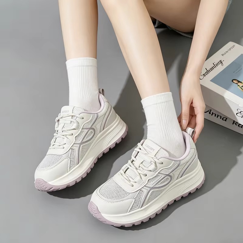 Wholesale Fashion Thick Out sole Breathable White Shoes Women Spring Casual Students Women All-match White Sneaker