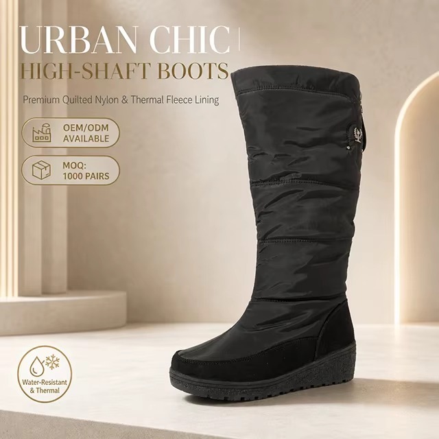 OEM Waterproof Warm High Elegant Women Wedge Out-sole Snow Boots Fashion Casual UrbanStyle Women Winter Boots