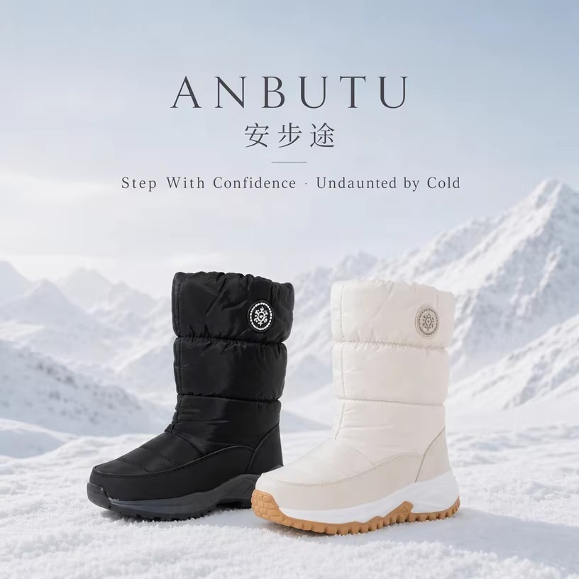 Waterproof Mid Calf Snow Boots Men Women Fleece Lined Anti Slip Sole Winter Boots Wholesale Cold Weather Footwear Factory