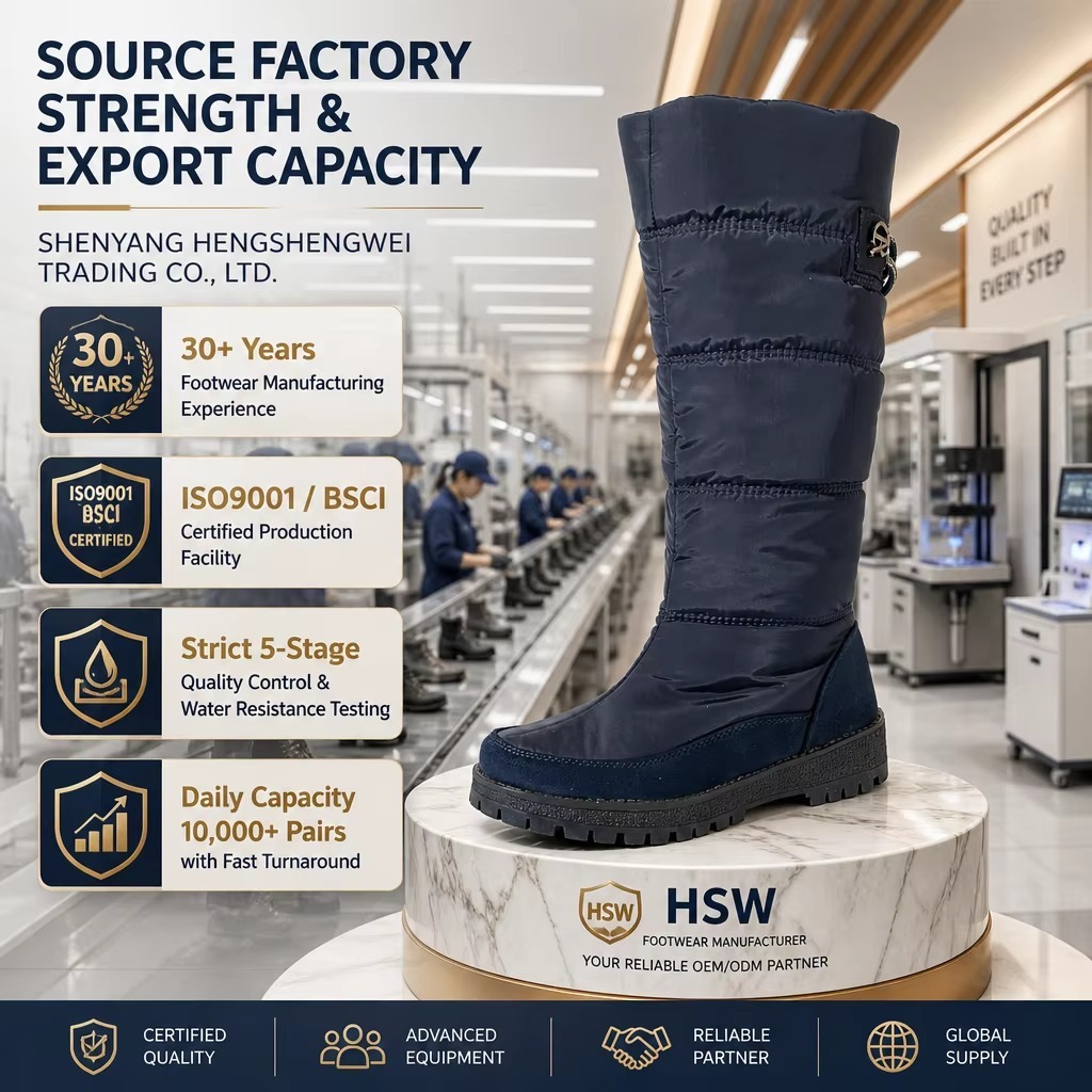 OEM Waterproof Anti-Slip Warm High Elegant Women Snow Boots Wedge Out-sole Fashion Quilted Women Winter Boots With Side Zip