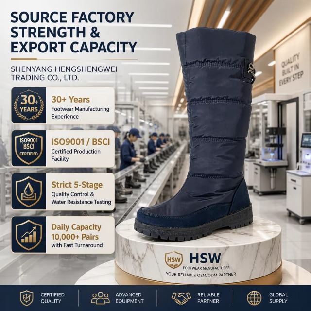 OEM Waterproof Anti-Slip Warm High Elegant Women Snow Boots Wedge Out-sole Fashion Quilted Women Winter Boots With Side Zip
