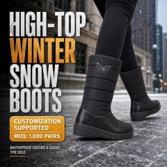 Women Snow Boots Rhinestone Butterfly Winter Warm Mid Calf Shoes Waterproof Puffer Wedge Booties for Ladies