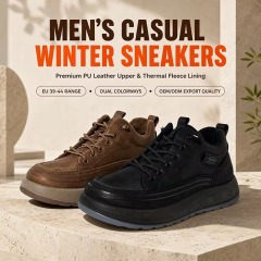 OEM Men Winter Plush Lined Warm Casual Winter Shoes Sneakers Lace up Thermal Walking Snow Boots for Men