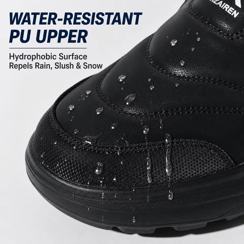 Large Size Wholesale OEM Men's Winter Slip-On Casual Shoes Anti-Slip Chunky Sole Wide Fit Fur Lined Warm Walking Shoes