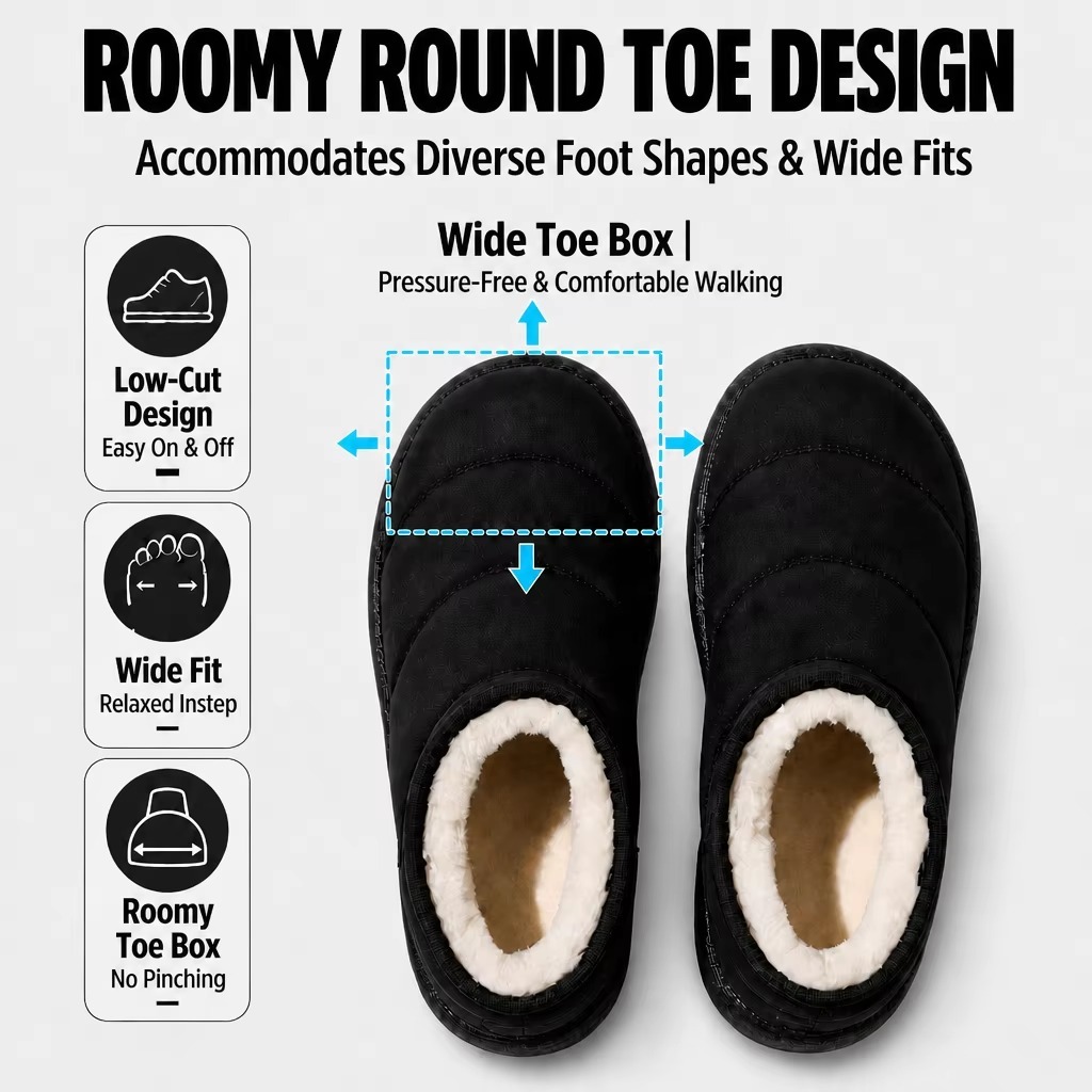 Wholesale Slip-on Thick-soled Fleece Lining Winter Snow Boots Warm and Anti-slip Unisex Wearable Winter Shoes