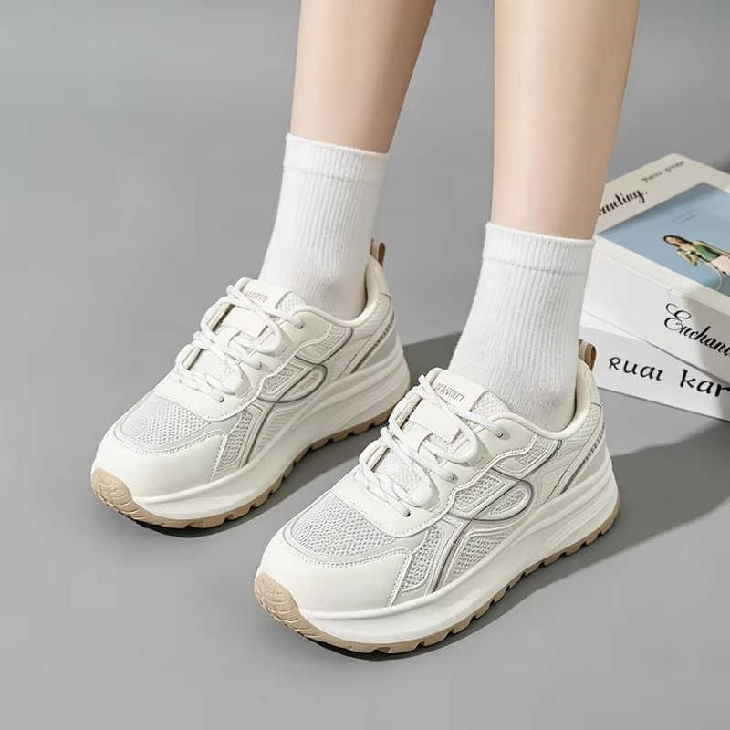 Wholesale Fashion Thick Out sole Breathable White Shoes Women Spring Casual Students Women All-match White Sneaker