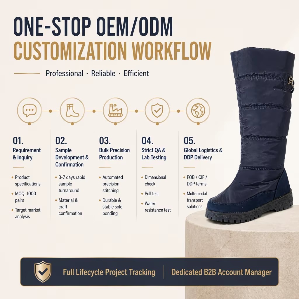 OEM Waterproof Anti-Slip Warm High Elegant Women Snow Boots Wedge Out-sole Fashion Quilted Women Winter Boots With Side Zip