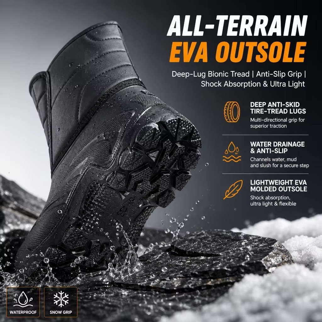 Wholesale Winter Duck Boots Men Women Hook&loop Thermal Lined Anti Skid Reflective Outdoor Snow Boots
