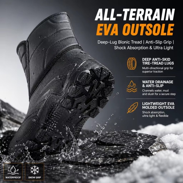 Wholesale Winter Duck Boots Men Women Hook&loop Thermal Lined Anti Skid Reflective Outdoor Snow Boots