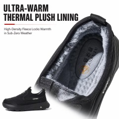 Large Size Wholesale OEM Men's Winter Slip-On Casual Shoes Anti-Slip Chunky Sole Wide Fit Fur Lined Warm Walking Shoes