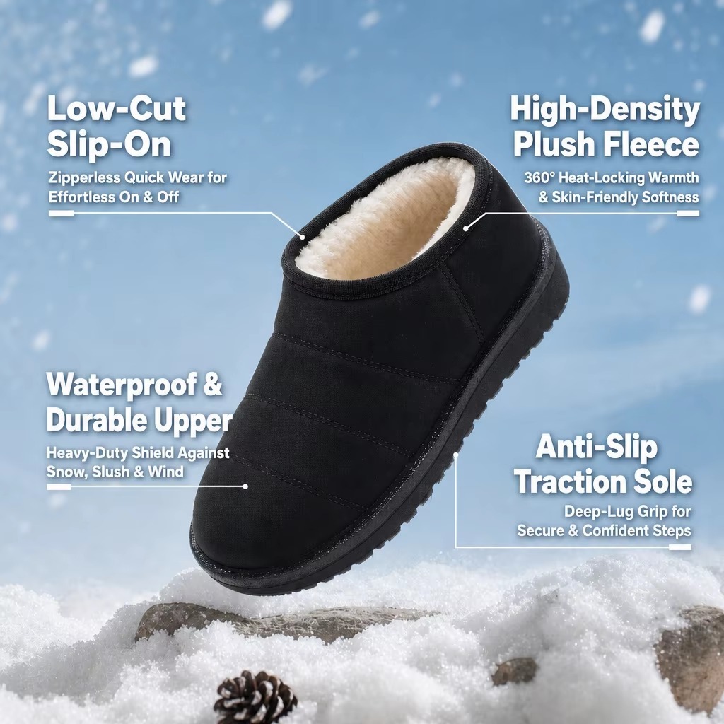 Wholesale Slip-on Thick-soled Fleece Lining Winter Snow Boots Warm and Anti-slip Unisex Wearable Winter Shoes