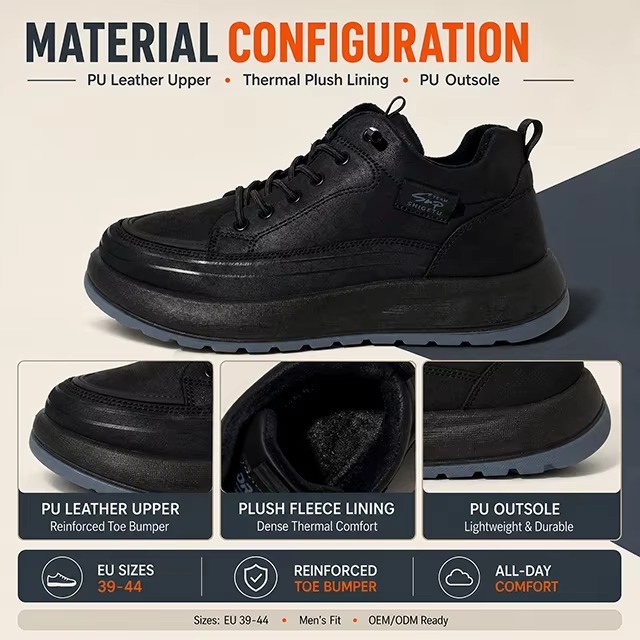 OEM Men Winter Plush Lined Warm Casual Winter Shoes Sneakers Lace up Thermal Walking Snow Boots for Men